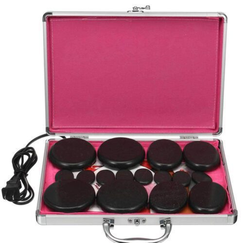 16pcs/set Natural Massage Hot Stones Spa Rock Basalt Heater 110V 220V w/ Box-FullBodyRelax