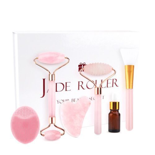 6 pcs/set Natural Quartz Jade Roller Gua Sha Set