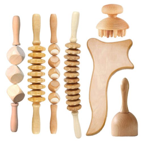 FBRUSA™ 7Pcs/Set Wood Massage Gua Sha Lymphatic Drainage Roller