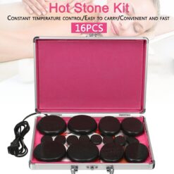 16pcs/set Natural Massage Hot Stones Spa Rock Basalt Heater 110V 220V w/ Box-FullBodyRelax