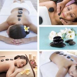 16pcs/set Natural Massage Hot Stones Spa Rock Basalt Heater 110V 220V w/ Box-FullBodyRelax