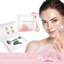Natural Quartz Jade Skin Roller & Gua Sha for Skin Lifting & Lymphatic Drainage Massage - Image 11