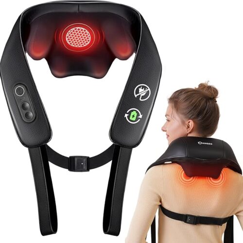Neck and Shoulder Massager with Heat, Cordless Back and Neck Massager, Upgraded Graphene Heating, 4D Shiatsu Deep Kneading Massage for Shoulder, Back,Leg,Pain Relief