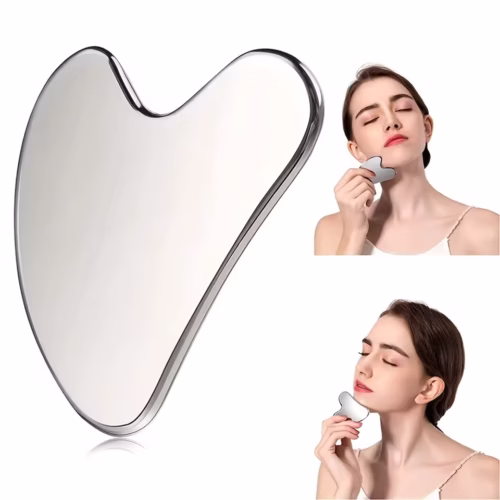 Stainless Steel Gua Sha Scraper Tool – Facial Massage for Face, Neck & Body Skin Care