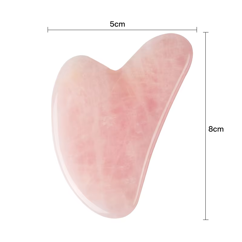 Natural Rose Quartz & Jade Gua Sha Scraper Facial Lifting Massage Tool for Wrinkle Reduction - Image 3