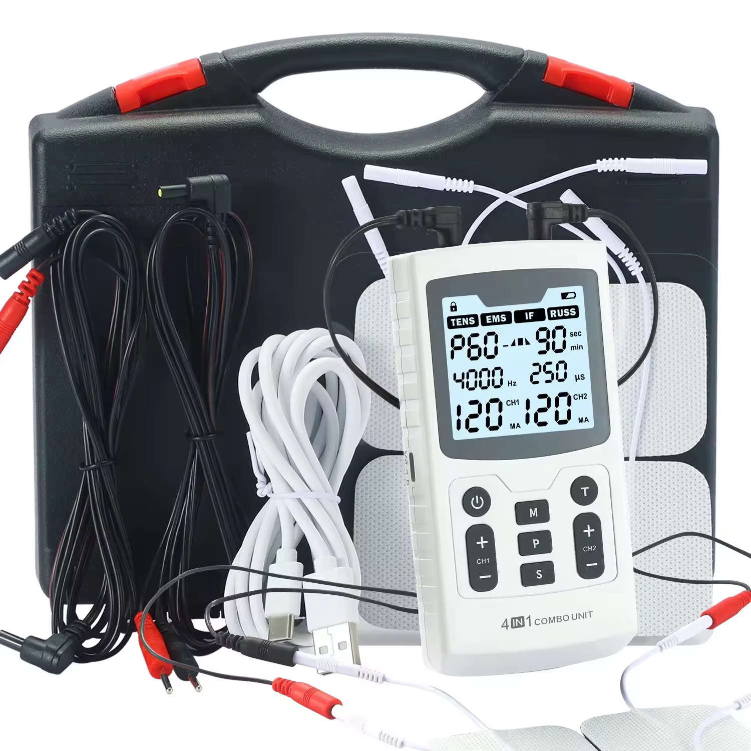 4-in-1 TENS EMS Unit | 60 Massage Modes, 4000Hz Muscle Stimulator