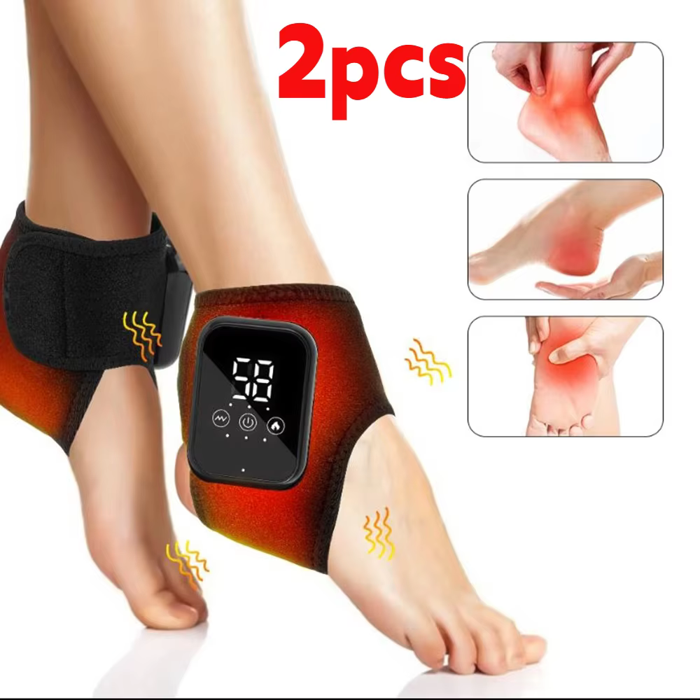 Electric Heated Ankle Massager Vibration Infrared Hot Compress, Ankle Support Brace