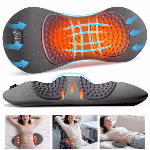 3 in 1 Back Massager Heat Vibration Back Pain Relief Herniated Disc Stretch Support