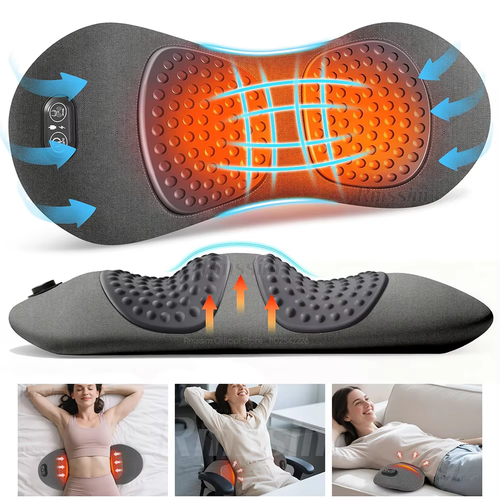 3 in 1 Back Massager Heat Vibration Back Pain Relief Herniated Disc Stretch Support