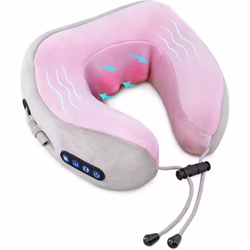 3D Shiatsu Neck Massage Pillow with Heat Vibration Ergonomic Memory Foam Support